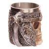 1pc Skull Knight Mug; Stainless Steel Viking Skull Mug; Creative Skeleton Beer Mug; Metal Skull Coffee Mug; Funny Gift; Home Kitchen Supplies