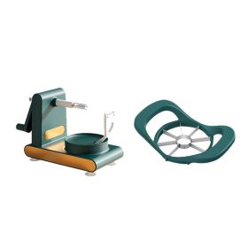 Hand-cranked Multifunctional Apple Peeler Machine Home Peeler Cutter Kitchen Slicer Tools With Gadgets Fruit Apple Corer Kitchen Gadgets (Option: Dark green-Peeler Splitter)