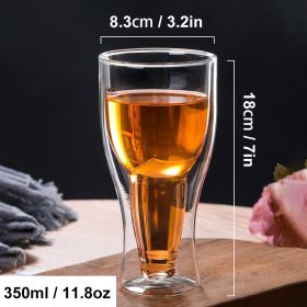 350/500ML Creative Cocktail Wineglass Mug Double Wall Mugs Beer Wine Glasses Drinkware Whiskey Champagne Glass Coffee Vodka Cups (Color: 350ML)