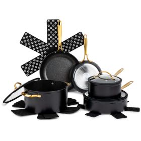 Thyme & Table Nonstick 12-Piece Cookware Set, Gold (Color: gold)