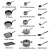 Easy Care Nonstick Cookware, 20 Piece Set, Grey, Dishwasher Safe